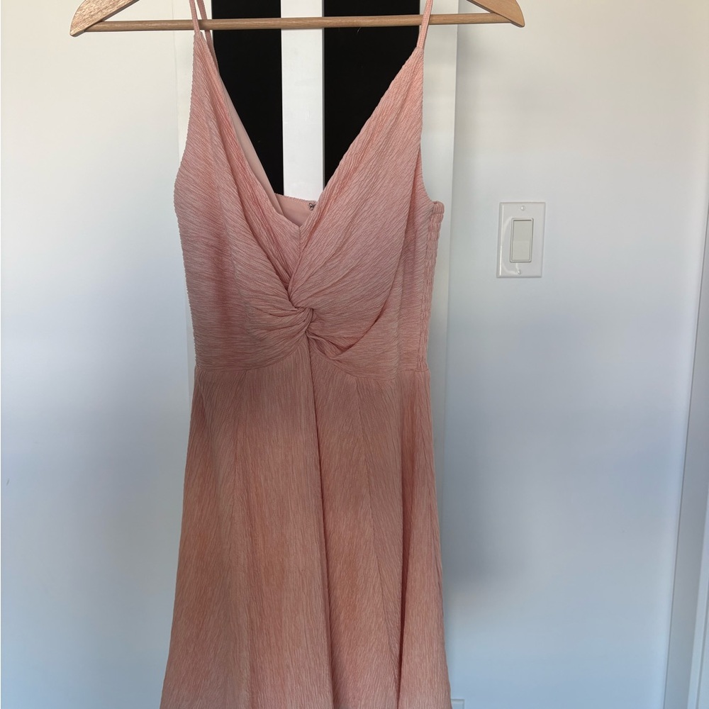 Abercrombie & Fitch Blush Pink Twist Front Crinkle Mini Dress